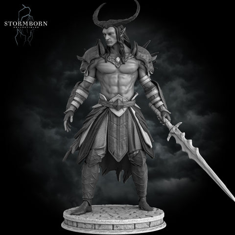 Tiefling Hexblade Warlock, Ranger Fighter PC / NPC Miniature | 28mm, 32mm, 54mm,75mm, 100mm Scales | Pathfinder Figure | D&D 5e | Resin mini
