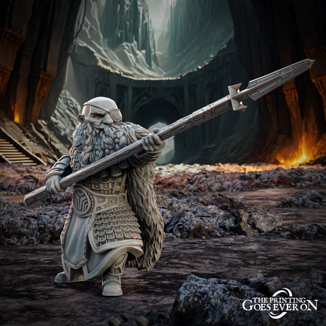 Dwarf Fighter Polearm Master Resin Miniature | Dungeons and Dragons 5e | 28mm,32mm,54mm,75mm, 100mm Scale |Pathfinder Mini for Painting