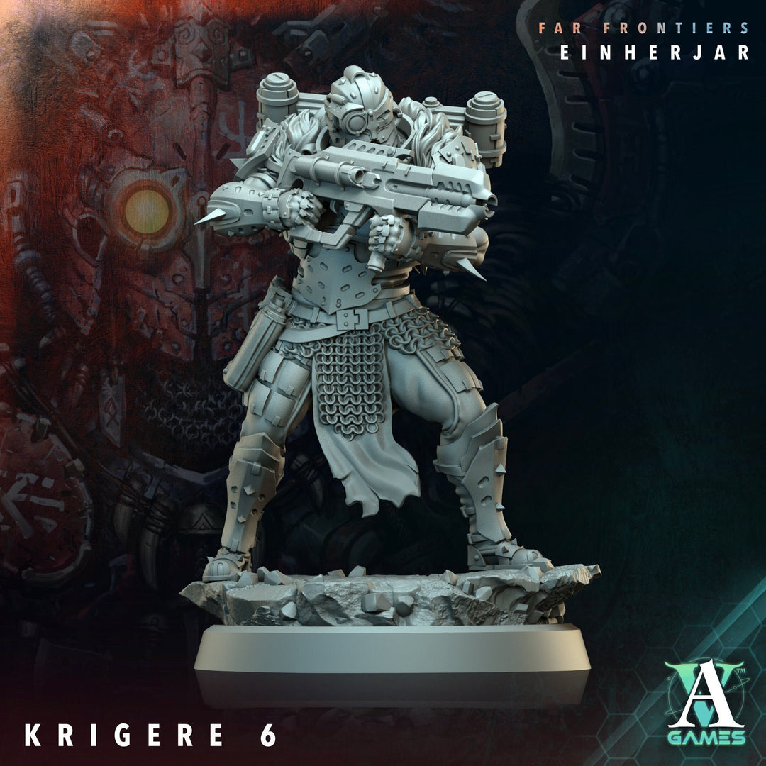 Sci-Fi Miniature Army Krigere Infantry Corp | 28mm,32mm,54mm,75mm,100mm Scale | Resin Mini | Morior Shocktrooper TPG | Archvillain Games