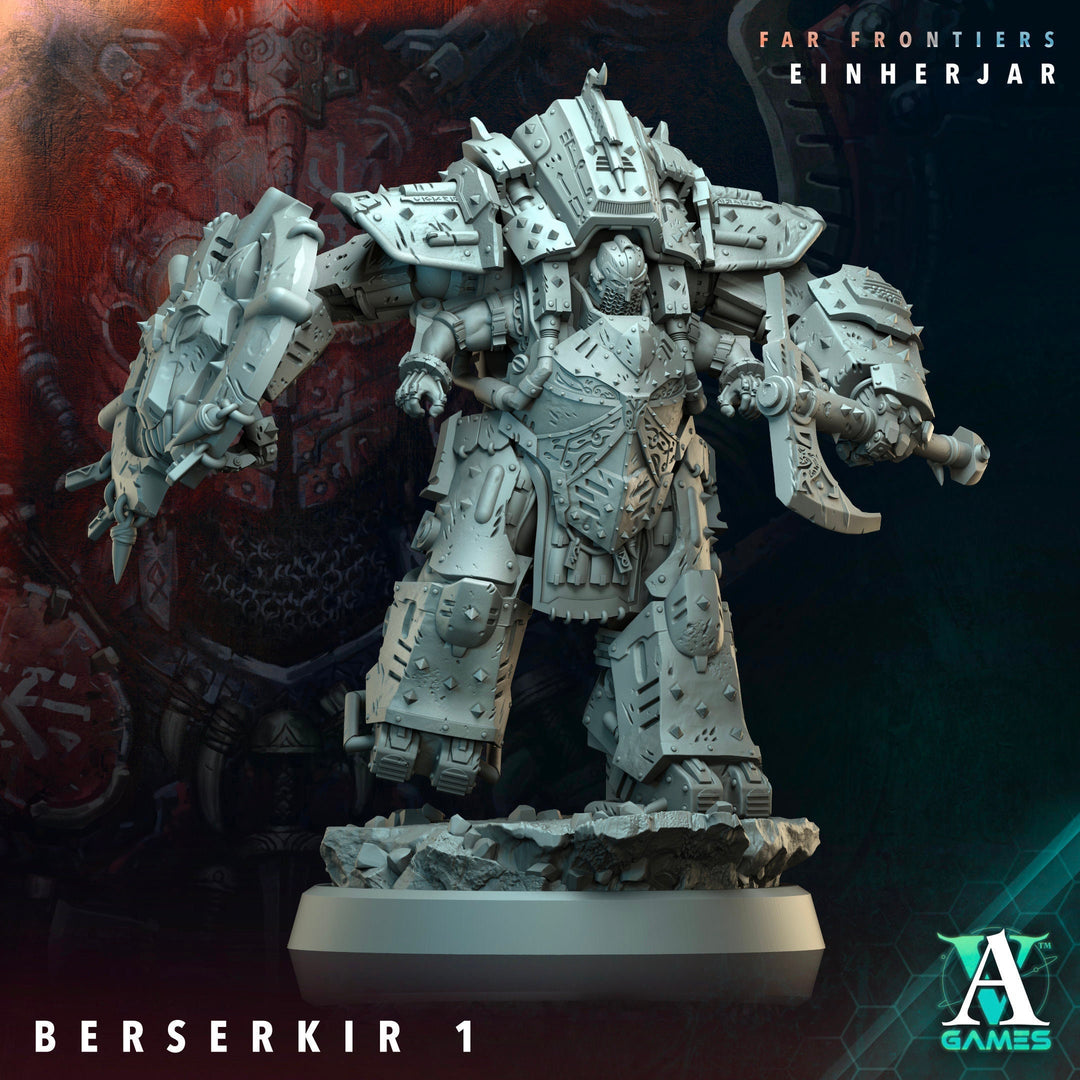 Sci-Fi Miniature Space Knight, Einherjar Berserkir | Base Diameter Sizes: 25mm,32mm, 50mm, 65mm,80mm | Resin Mini | Archvillain Games