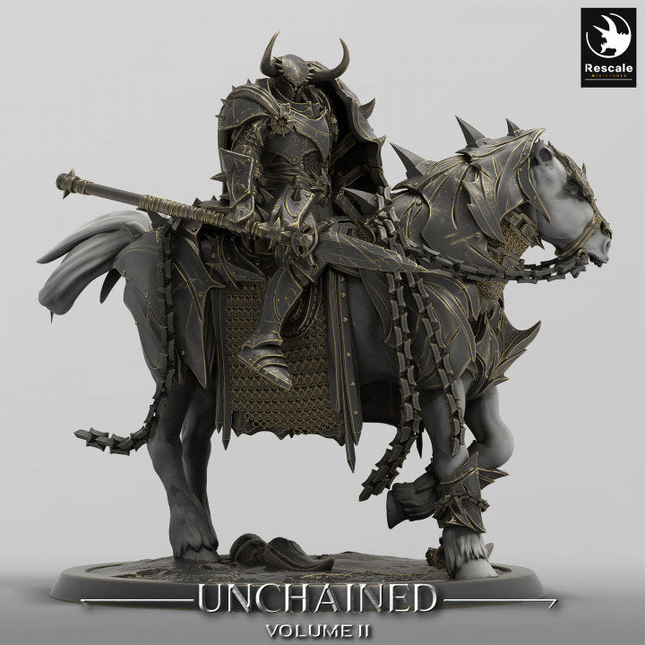 Chaos Knight Mounted on Horse Spear , Oathbreaker Paladin | Dungeons and Dragons 5e | 28mm,32mm,54mm,75mm Scale | Pathfinder