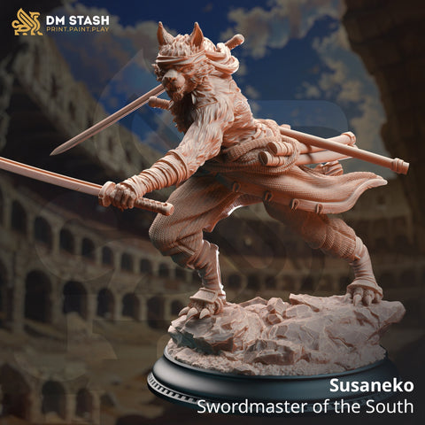 Tabaxi Fighter Ranger Rogue Swords Two-Weapons Style Miniature | 28mm, 32mm,54mm,75mm, 100mm Scales | Dungeons and Dragons 5E | DM Stash