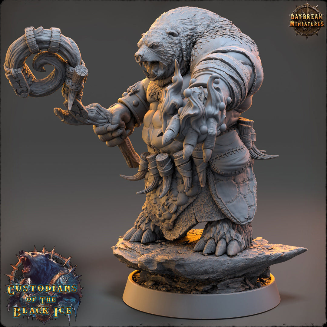 Druid BearFolk Werebear Humanoid Scales: 28mm, 32mm,54mm,75mm,100mm | D&amp;D 5e | Dungeons and Dragons | Pathfinder | Daybreak Miniatures