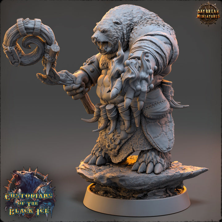 Druid BearFolk Werebear Humanoid Scales: 28mm, 32mm,54mm,75mm,100mm | D&amp;D 5e | Dungeons and Dragons | Pathfinder | Daybreak Miniatures