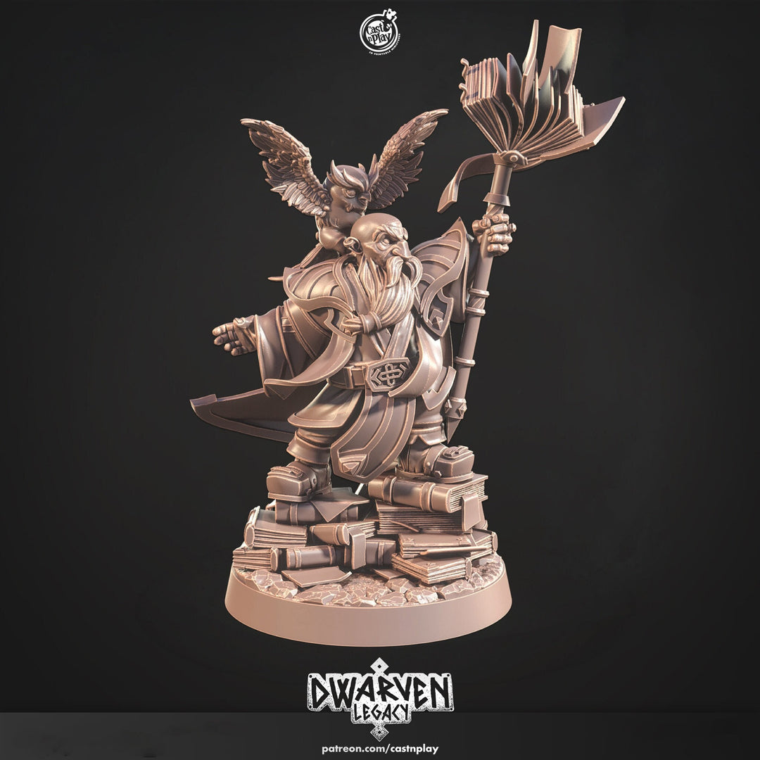 Dwarf Wizard Miniatures | Spell Caster | Dungeons and Dragons | 28mm,32mm,54mm, 75mm, 100mm Scales | Pathfinder | Figure for Painting|