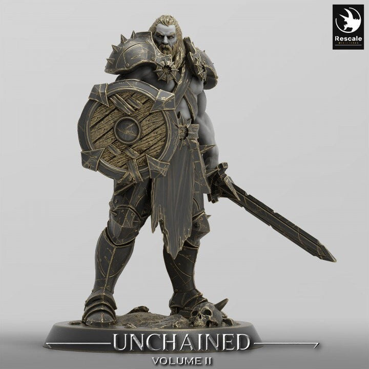 Ranger, Fighter, Sword and Shield, DnD Unpainted Miniature| 28mm, 32mm,54mm,75mm,100mm Scales | Dungeons & Dragons