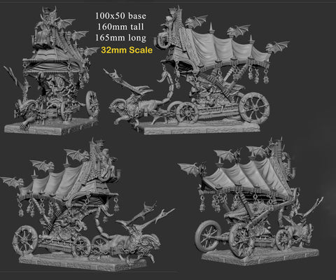 Vampire Coven Blood throne Coach | 28mm, 32mm scales sizes 165mm long, 100 x 50mm Base | DnD Undead Figurine | Dungeons and Dragons 5e