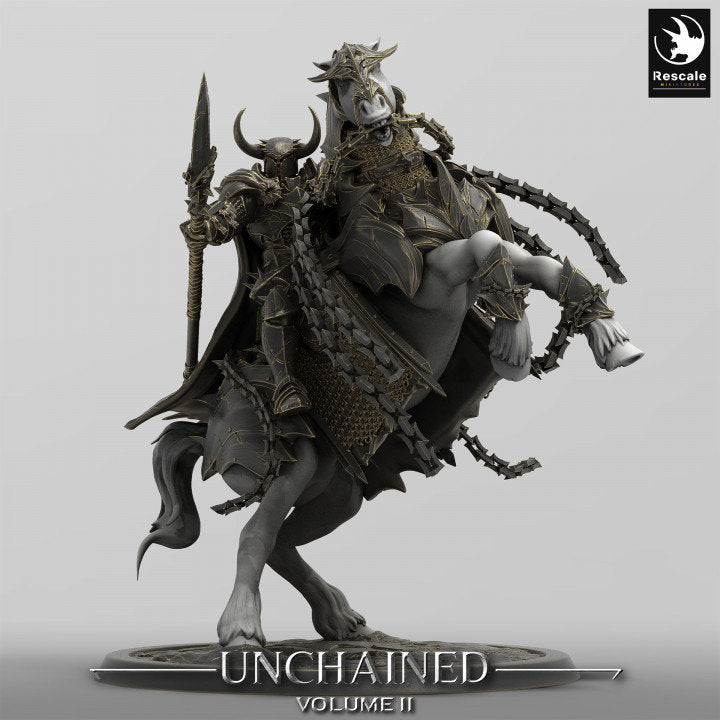 Chaos Knight Mounted on Horse Spear , Oathbreaker Paladin | Dungeons and Dragons 5e | 28mm,32mm,54mm,75mm Scale | Pathfinder