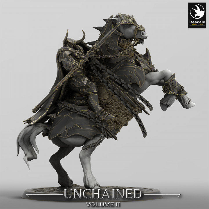 Chaos Knight Mounted on Horse Spear , Oathbreaker Paladin | Dungeons and Dragons 5e | 28mm,32mm,54mm,75mm Scale | Pathfinder