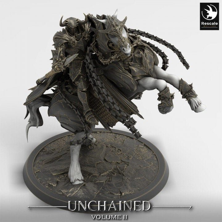 Chaos Knight Mounted on Horse Spear , Oathbreaker Paladin | Dungeons and Dragons 5e | 28mm,32mm,54mm,75mm Scale | Pathfinder