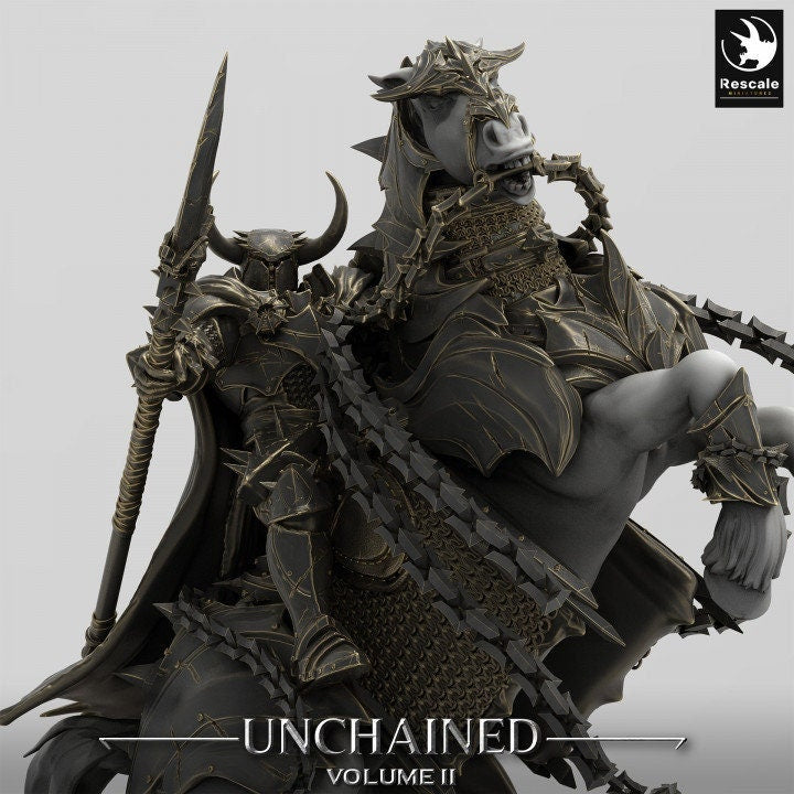 Chaos Knight Mounted on Horse Spear , Oathbreaker Paladin | Dungeons and Dragons 5e | 28mm,32mm,54mm,75mm Scale | Pathfinder