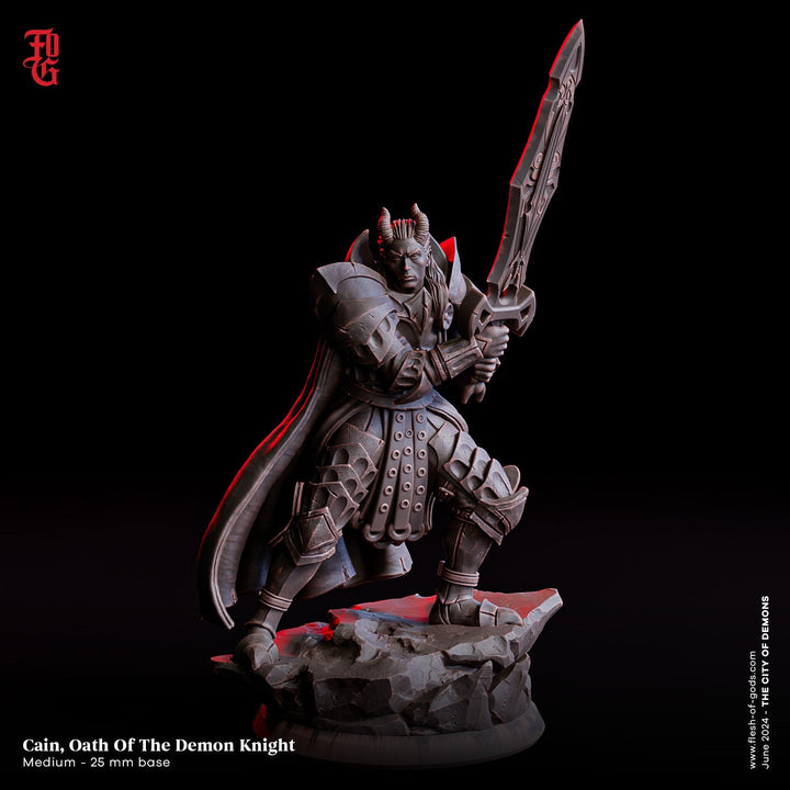 Tiefling Paladin Fighter PC / NPC | 28mm, 32mm,54mm,75mm,100mm Scales | Player Character Mini -D&amp;D 5e Pathfinder Figurine |Flesh of Gods