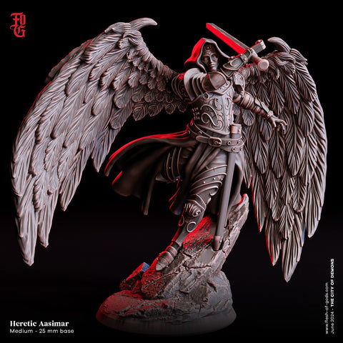 Fallen Aasimar Oathbreaker Paladin | 28mm, 32mm, 54mm,75mm,100mm Scale Resin Miniature Dungeons and Dragons D&D Pathfinder | Flesh of Gods
