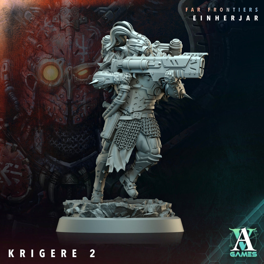 Sci-Fi Miniature Army Krigere Infantry Corp | 28mm,32mm,54mm,75mm,100mm Scale | Resin Mini | Morior Shocktrooper TPG | Archvillain Games