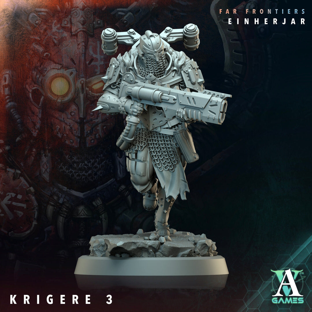 Sci-Fi Miniature Army Krigere Infantry Corp | 28mm,32mm,54mm,75mm,100mm Scale | Resin Mini | Morior Shocktrooper TPG | Archvillain Games