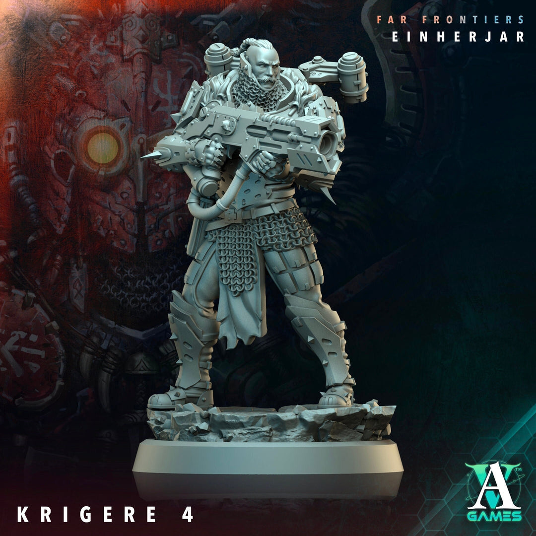 Sci-Fi Miniature Army Krigere Infantry Corp | 28mm,32mm,54mm,75mm,100mm Scale | Resin Mini | Morior Shocktrooper TPG | Archvillain Games