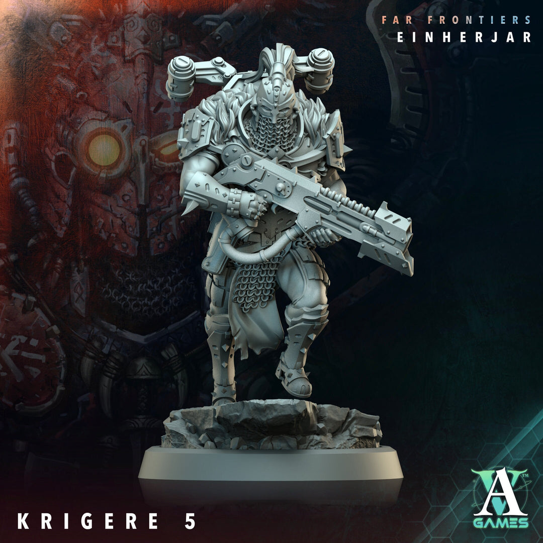 Sci-Fi Miniature Army Krigere Infantry Corp | 28mm,32mm,54mm,75mm,100mm Scale | Resin Mini | Morior Shocktrooper TPG | Archvillain Games