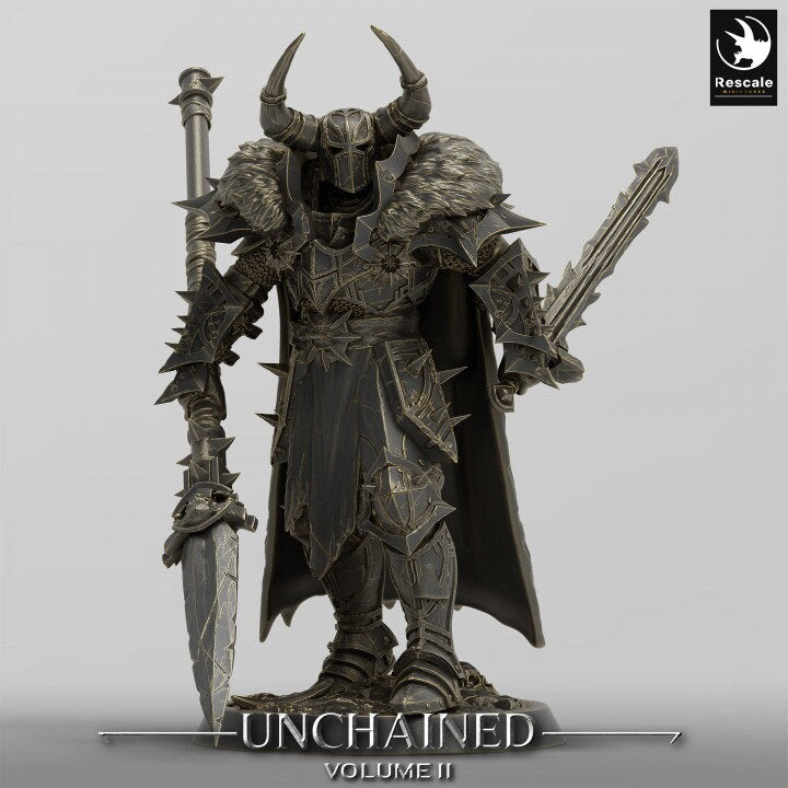 Oathbreaker Paladin, Fighter Battlemaster Sword and Polearm, DnD 5e Unpainted Mini| 28mm, 32mm,54mm,75mm,100mm Scales | Dungeons & Dragons