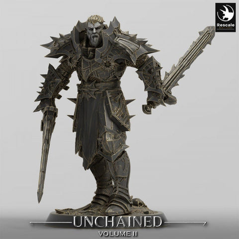 Oathbreaker Paladin, Fighter Battlemaster Two Swords, DnD 5e Unpainted Mini| 28mm, 32mm,54mm,75mm,100mm Scales | Dungeons & Dragons