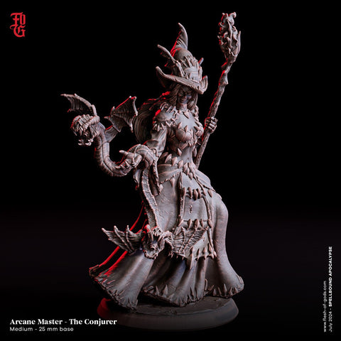 Wizard Conjurer, Warlock, Sorcerer | 28mm, 32mm,54mm, 75mm,100mm Scale Player Character Mini-D&D 5e Pathfinder Figurine Flesh of Gods