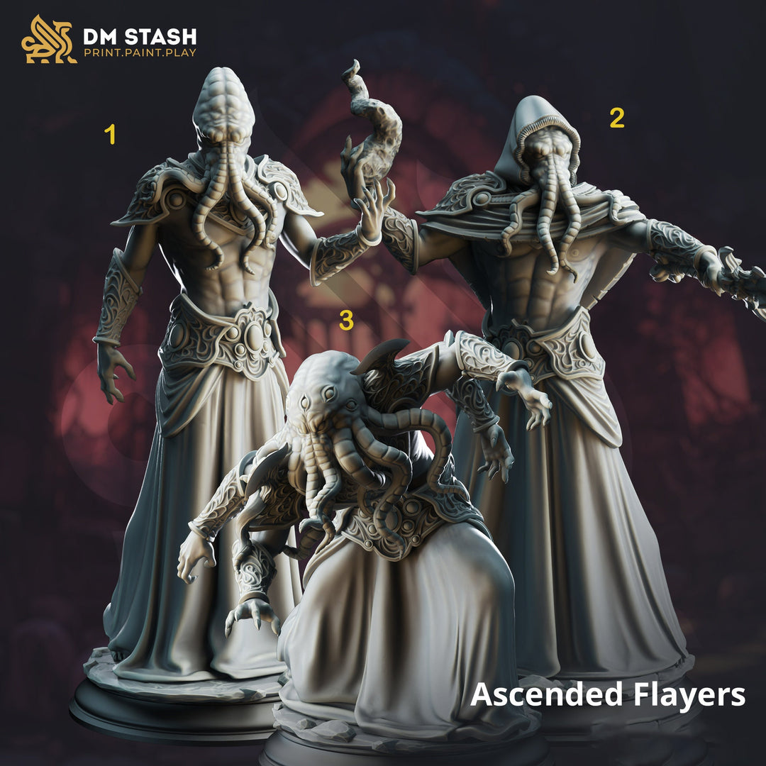 Mind Flayer, Illithid Knight, Master and Corrupted, Set (3) | 28mm, 32mm, 54mm,75mm,100mm Scale Resin Miniature | DM Stash | D&amp;D 5e |