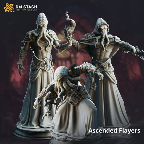 Mind Flayer, Illithid Knight, Master and Corrupted, Set (3) | 28mm, 32mm, 54mm,75mm,100mm Scale Resin Miniature | DM Stash | D&D 5e |