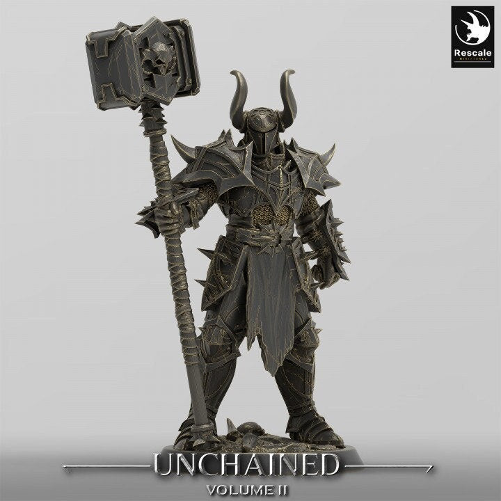 Oathbreaker Paladin, Fighter Battlemaster Maul PC / NPC, DnD 5e Unpainted Mini| 28mm, 32mm,54mm,75mm,100mm Scales | Dungeons & Dragons