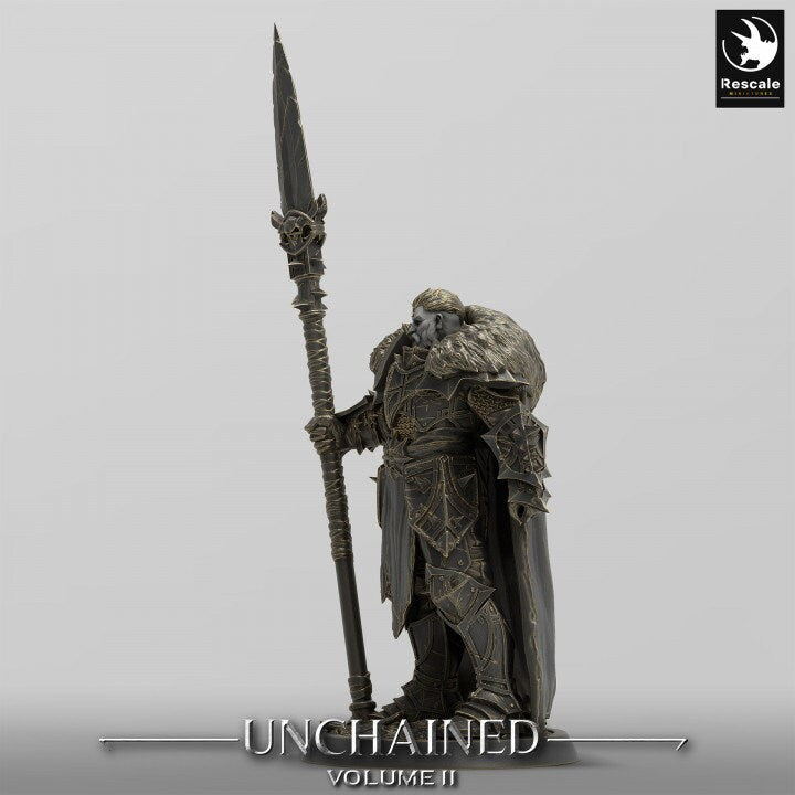 Oathbreaker Paladin, Fighter Polearm Master Spear PC / NPC, DnD 5e Unpainted Mini| 28mm, 32mm,54mm,75mm,100mm Scales | Dungeons &amp; Dragons