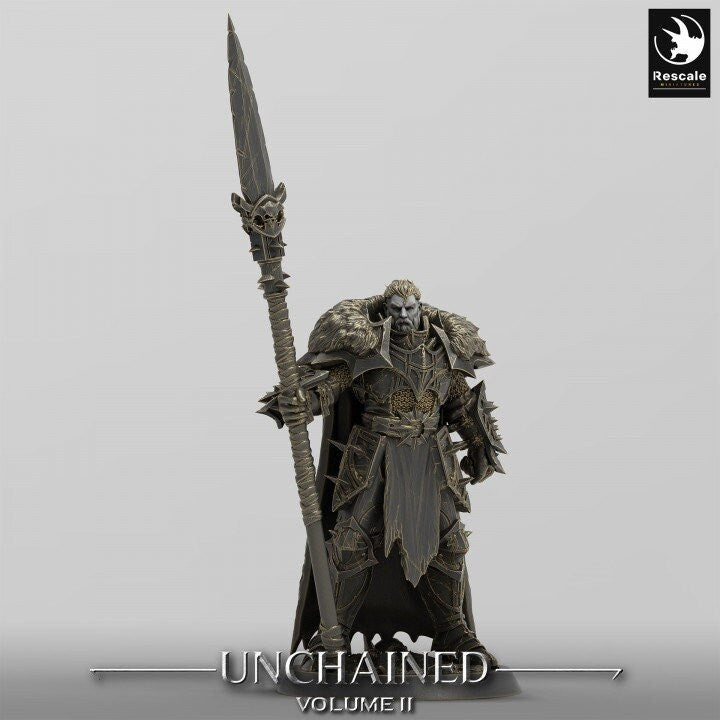 Oathbreaker Paladin, Fighter Polearm Master Spear PC / NPC, DnD 5e Unpainted Mini| 28mm, 32mm,54mm,75mm,100mm Scales | Dungeons &amp; Dragons