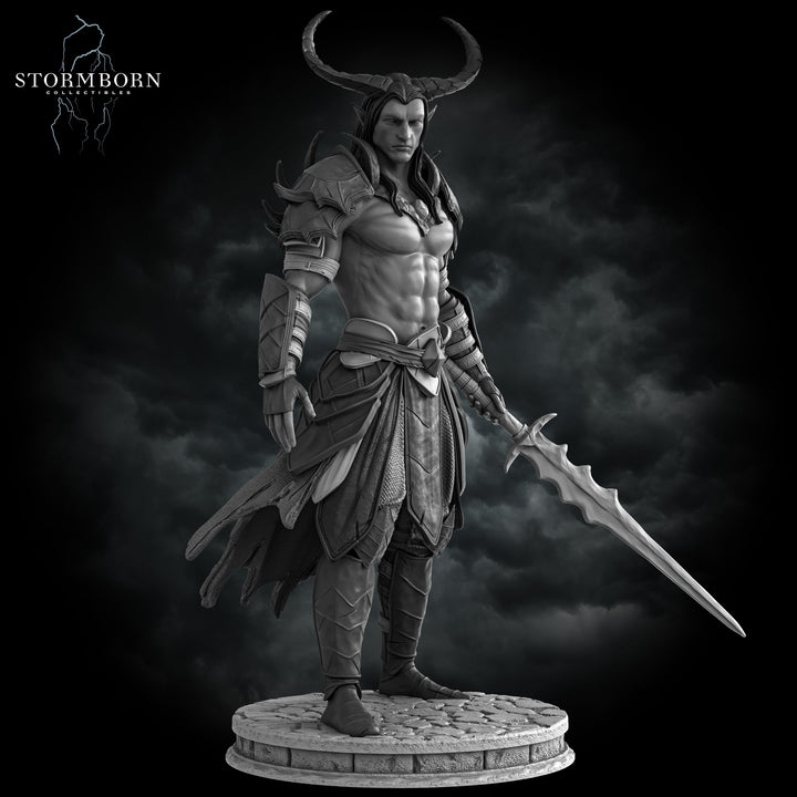Tiefling Hexblade Warlock, Ranger Fighter PC / NPC Miniature | 28mm, 32mm, 54mm,75mm, 100mm Scales | Pathfinder Figure | D&amp;D 5e | Resin mini