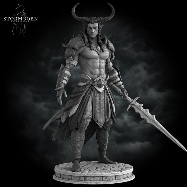 Tiefling Hexblade Warlock, Ranger Fighter PC / NPC Miniature | 28mm, 32mm, 54mm,75mm, 100mm Scales | Pathfinder Figure | D&amp;D 5e | Resin mini
