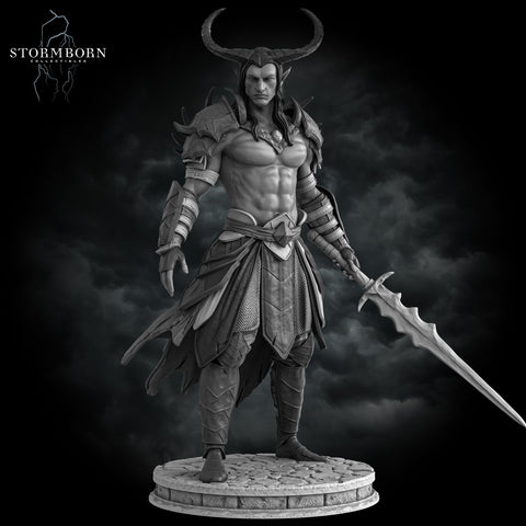 Tiefling Hexblade Warlock, Ranger Fighter PC / NPC Miniature | 28mm, 32mm, 54mm,75mm, 100mm Scales | Pathfinder Figure | D&D 5e | Resin mini