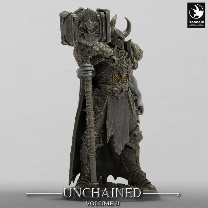 Oathbreaker Paladin, Fighter Battlemaster Maul PC / NPC, DnD 5e Unpainted Mini| 28mm, 32mm,54mm,75mm,100mm Scales | Dungeons &amp; Dragons