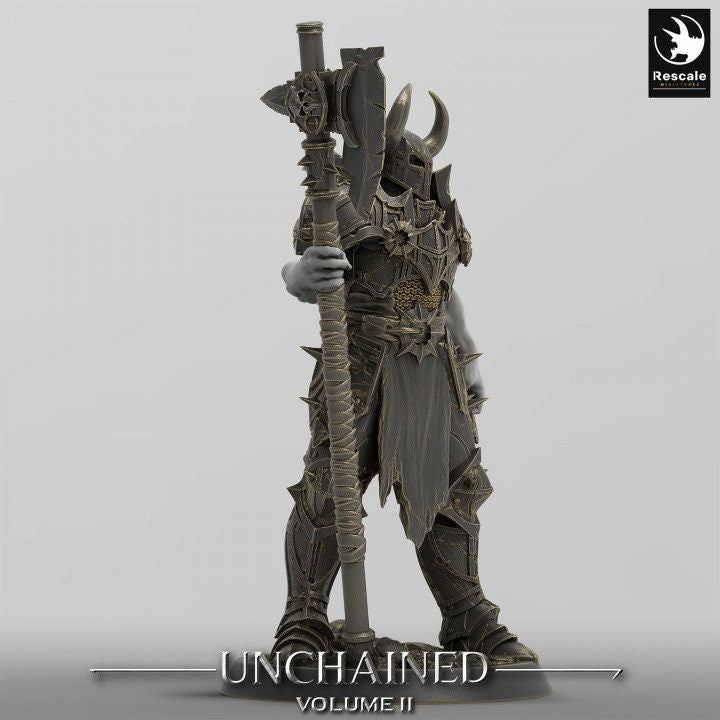Oathbreaker Paladin, Fighter Battlemaster w/ Axe PC / NPC, DnD 5e Unpainted Mini| 28mm, 32mm,54mm,75mm,100mm Scales | Dungeons &amp; Dragons