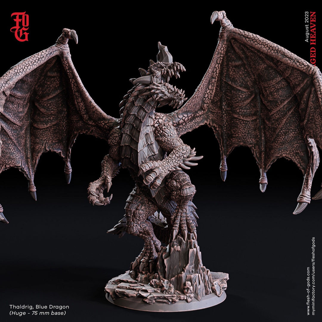 Gargantuan Blue Dragon | Resin Miniature | Sizes: Young Adult, Adult, Ancient, Great Wyrm | Dungeons and Dragons D&D 5e | Flesh of Gods