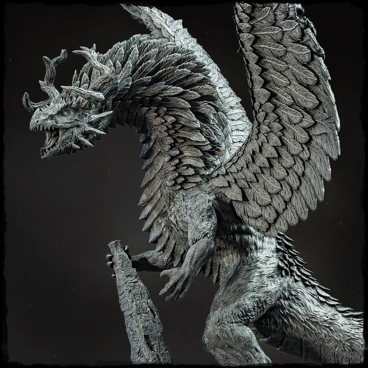 Qotal Feathered Dragon (4 sizes) D&amp;D Miniature | 270mm Long, 220mm Wing Span | Resin Dragon Statue | Figurine | Dungeons and Dragons 5e