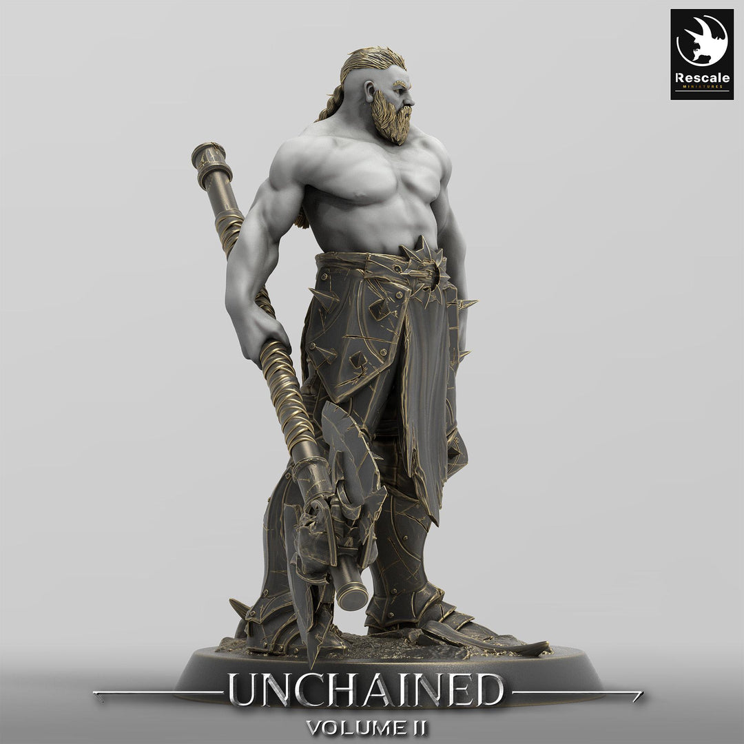Barbarian, Ranger, Fighter, Great Battle Axe, Unpainted Miniature| 28mm, 32mm,54mm,75mm,100mm Scales | Dungeons and Dragons 5E | Pathfinder