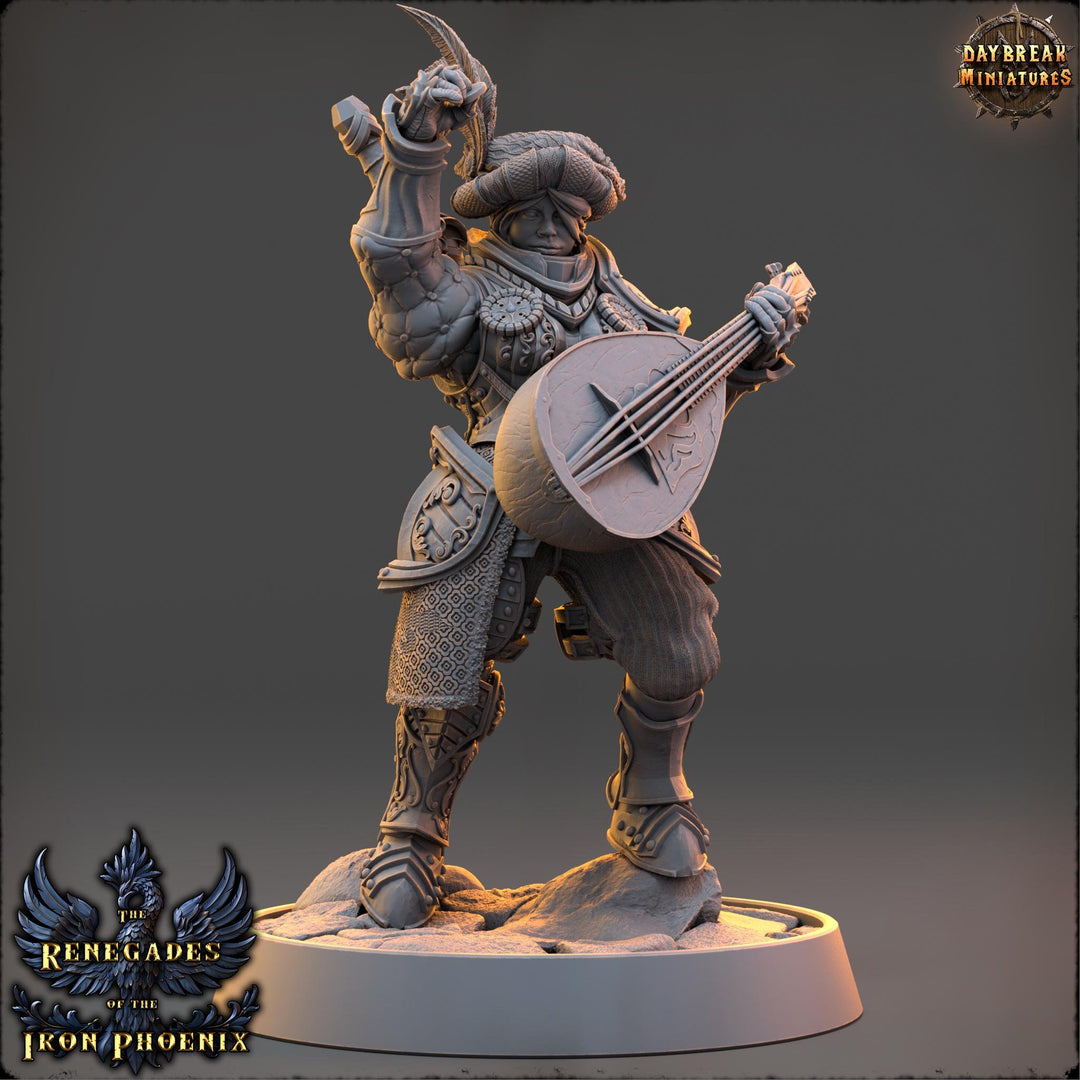 Human Female Bard Rogue PC / NPC| Unpainted Resin miniature | 28mm,32mm,54mm,75mm,100mm Scale | Figurine mini -D&D 5e | Daybreak Miniatures
