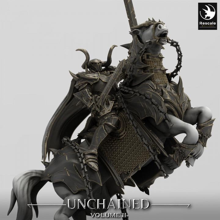 Chaos Knight Mounted on Horse w/ Swords ,Oathbreaker Paladin | Unpainted Dungeons and Dragons 5e  | 28mm,32mm,54mm,75mm Scale | Pathfinder