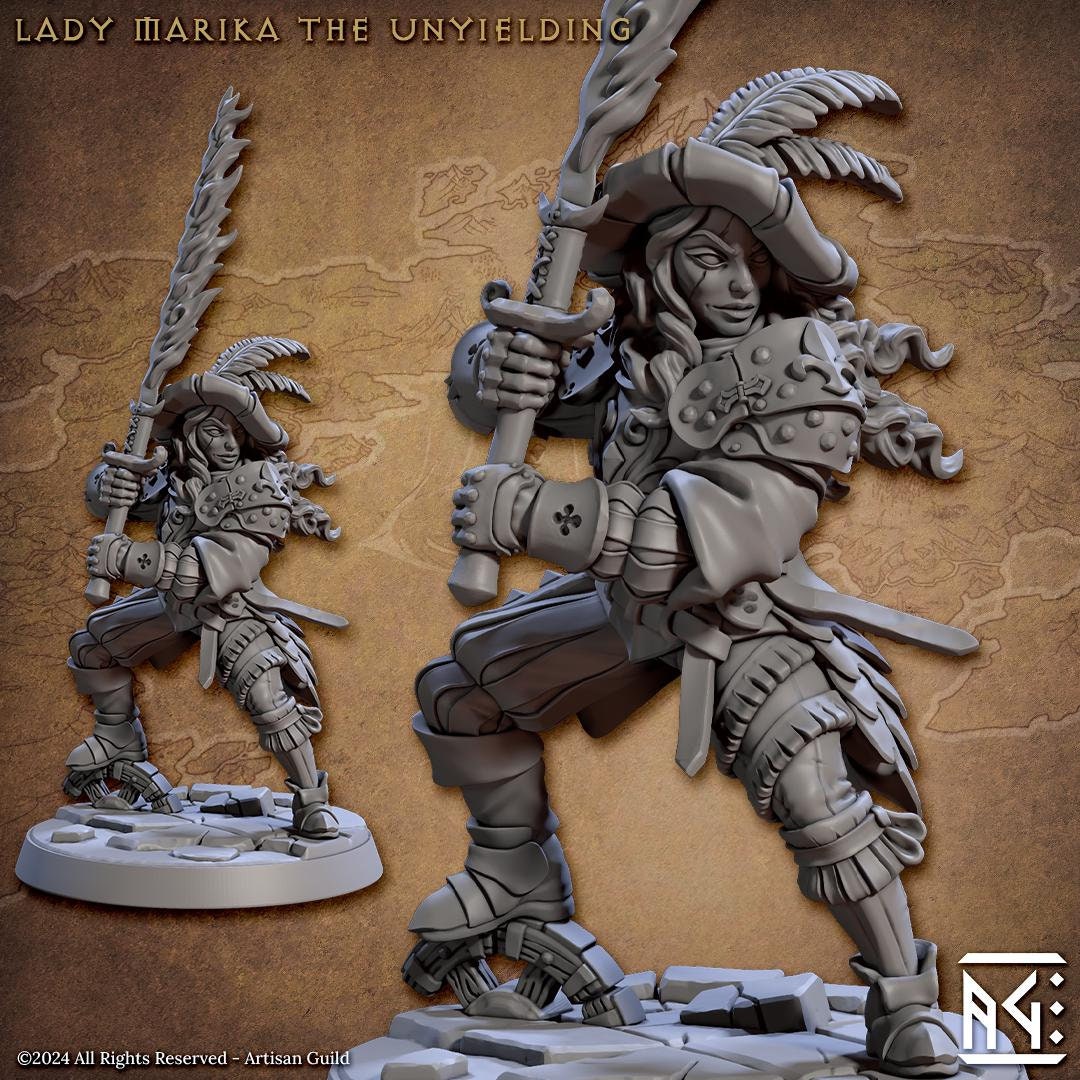 Human Female, Swashbuckler Rogue / Fighter | 28mm,32mm,54mm,75mm,100mm Scale Resin Mini | Dungeons and Dragons D&D Pathfinder |Artisan Guild