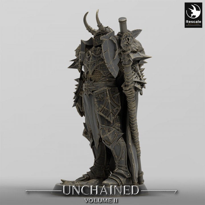Oathbreaker Paladin, Fighter Battlemaster Battle Axe PC / NPC, DnD 5e Unpainted Mini| 28mm, 32mm,54mm,75mm,100mm Scales | Dungeons &amp; Dragons