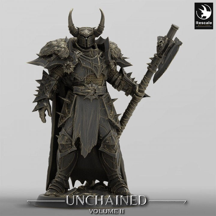 Oathbreaker Paladin, Fighter Battlemaster Battle Axe PC / NPC, DnD 5e Unpainted Mini| 28mm, 32mm,54mm,75mm,100mm Scales | Dungeons &amp; Dragons