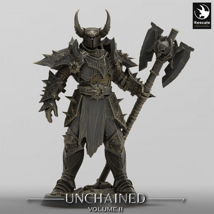 Oathbreaker Paladin, Fighter Battlemaster Battle Axe PC / NPC, DnD 5e Unpainted Mini| 28mm, 32mm,54mm,75mm,100mm Scales | Dungeons & Dragons