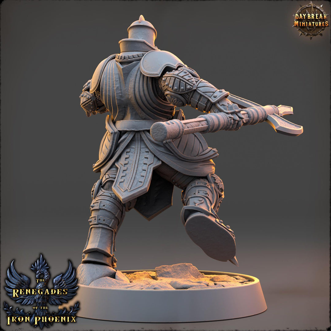 Paladin, Fighter Polearm Master Battle master | 28mm, 32mm,54mm,75mm, 100mm Scales | Dungeons and Dragons | Pathfinder | Daybreak Miniatures