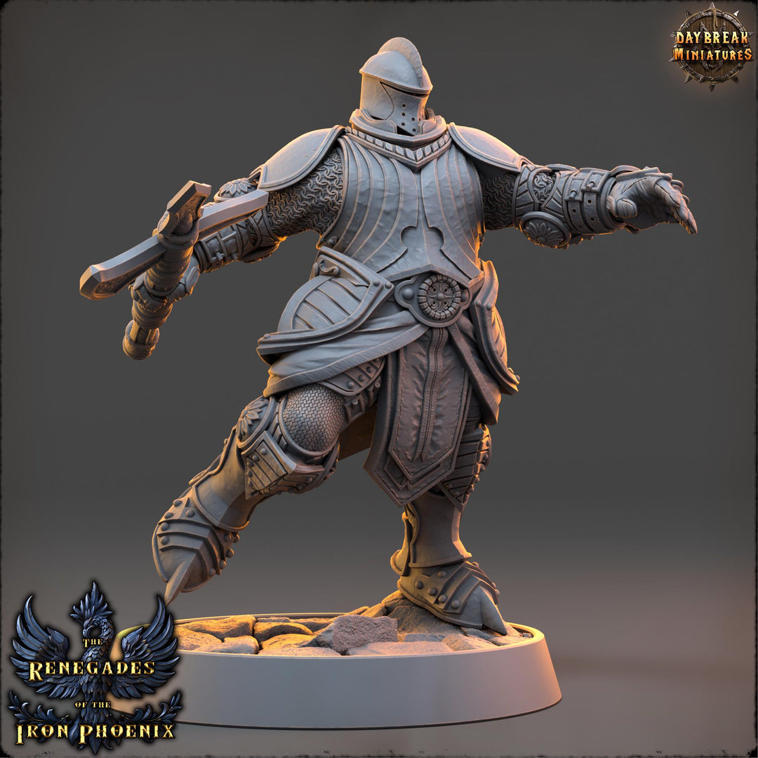Paladin, Fighter Polearm Master Battle master | 28mm, 32mm,54mm,75mm, 100mm Scales | Dungeons and Dragons | Pathfinder | Daybreak Miniatures