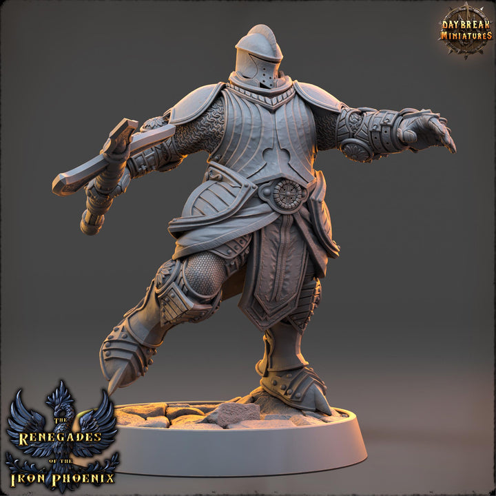 Paladin, Fighter Polearm Master Battle master | 28mm, 32mm,54mm,75mm, 100mm Scales | Dungeons and Dragons | Pathfinder | Daybreak Miniatures
