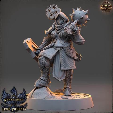 Female Cleric, Paladin PC /NPC Unpainted | 28mm,32mm,54mm,75mm,100mm Scales | Dungeons and Dragons | Pathfinder | Daybreak Miniatures
