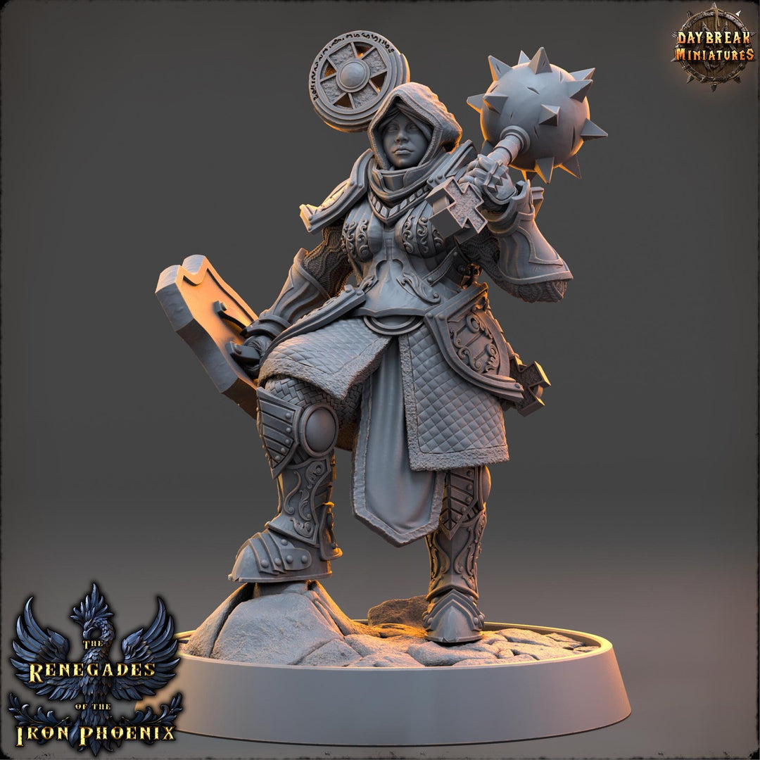 Female Cleric, Paladin PC /NPC Unpainted | 28mm,32mm,54mm,75mm,100mm Scales | Dungeons and Dragons | Pathfinder | Daybreak Miniatures