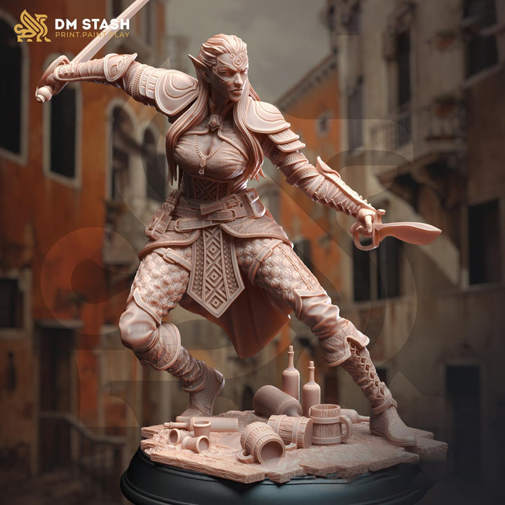 Half Elf Female Swashbuckler Rogue, Thief, Assassin | 28mm, 32mm,54mm,75mm, 100mm Scale Resin Mini | D&amp;D 5e Pathfinder | DM Stash