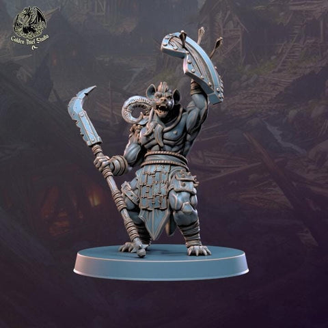 Gnoll Fighter Marauder | Resin Miniature| Dungeons and Dragons | 28mm,32mm,54mm,75mm,100mm Scales | Pathfinder hyena humanoid | D&D 5e |